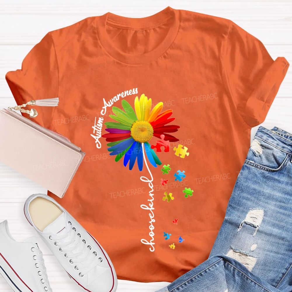 Autism Awareness Choose Kind Colorful Sunflowers T-shirt