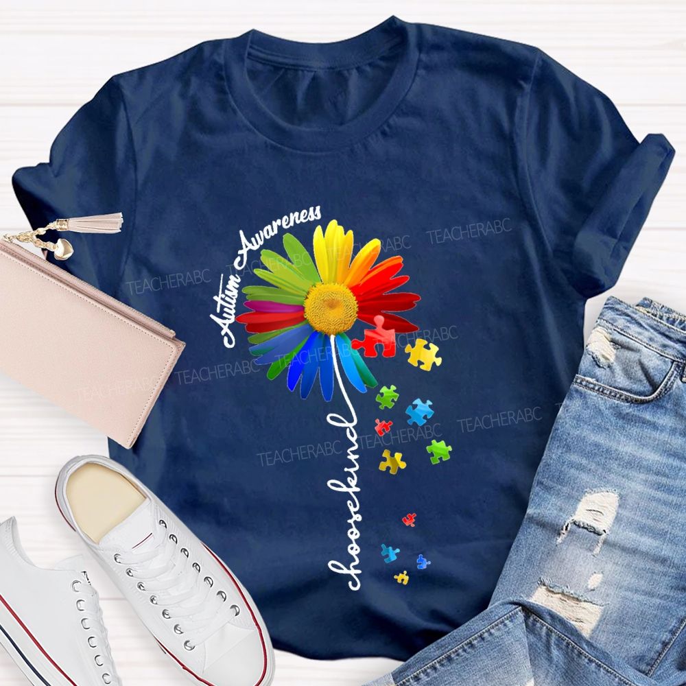 Autism Awareness Choose Kind Colorful Sunflowers T-shirt