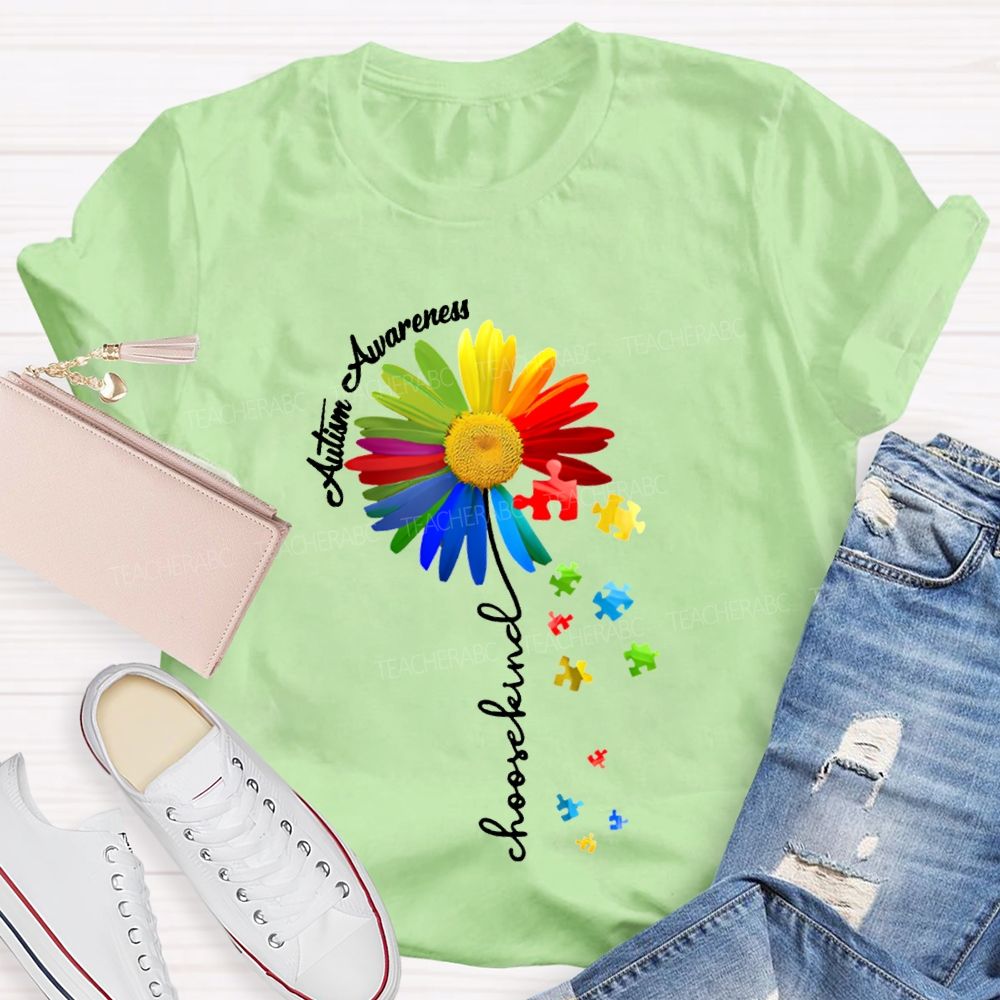 Autism Awareness Choose Kind Colorful Sunflowers T-shirt