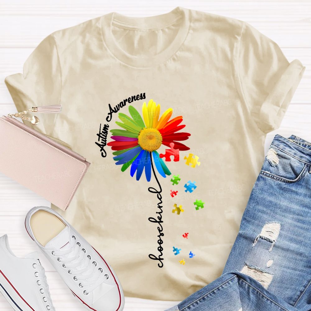 Autism Awareness Choose Kind Colorful Sunflowers T-shirt