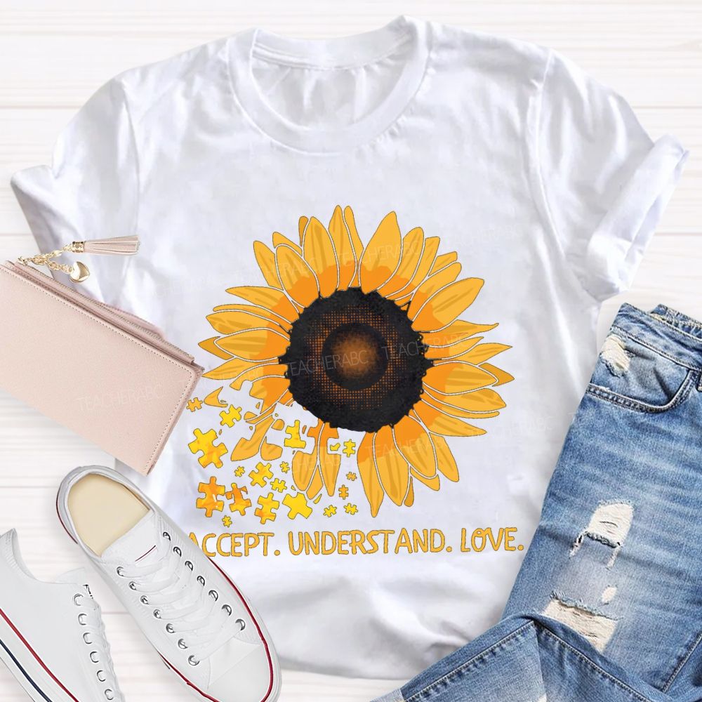 Accept Understand Love Sunflower Special Education T-shirt