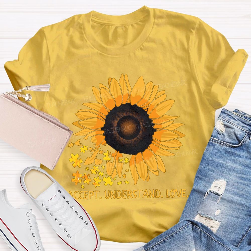 Accept Understand Love Sunflower Special Education T-shirt
