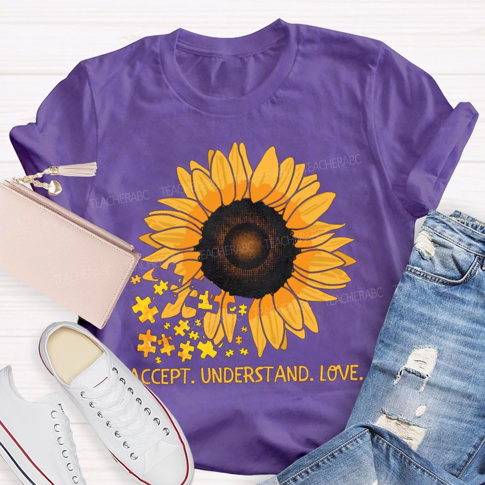 Accept Understand Love Sunflower Special Education T-shirt