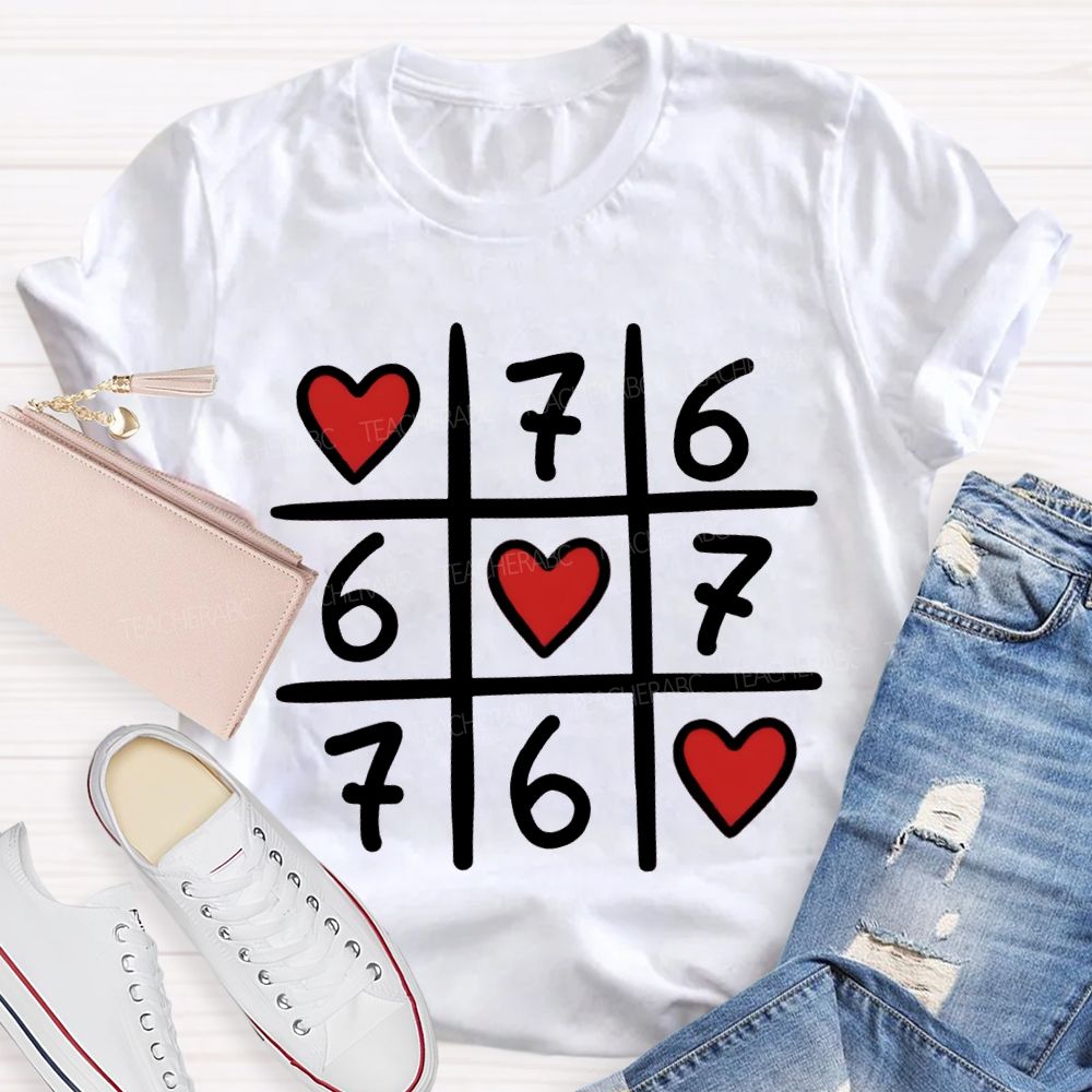 Hearts And The Number Six And Seven Valentine'S Day T-shirt