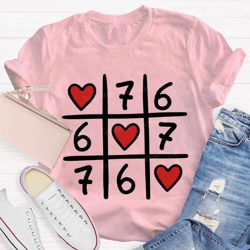 Hearts And The Number Six And Seven Valentine'S Day T-shirt