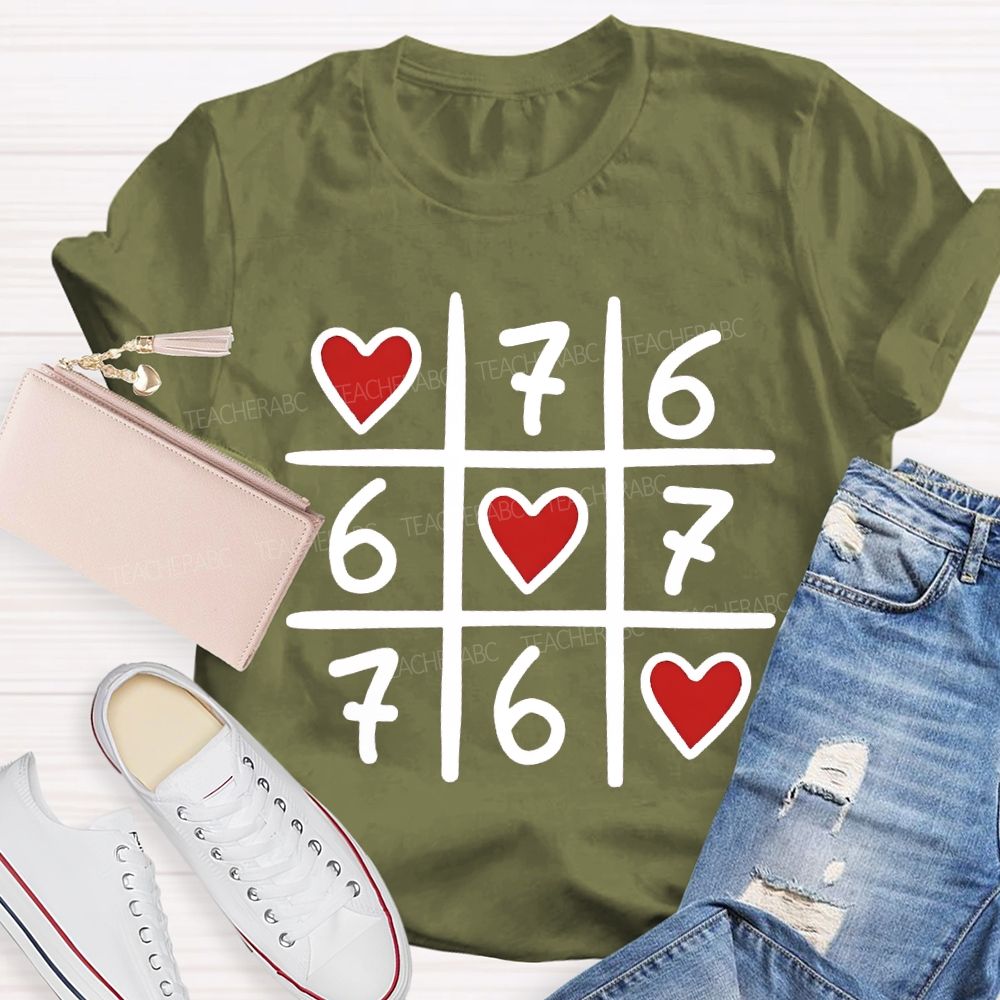 Hearts And The Number Six And Seven Valentine'S Day T-shirt