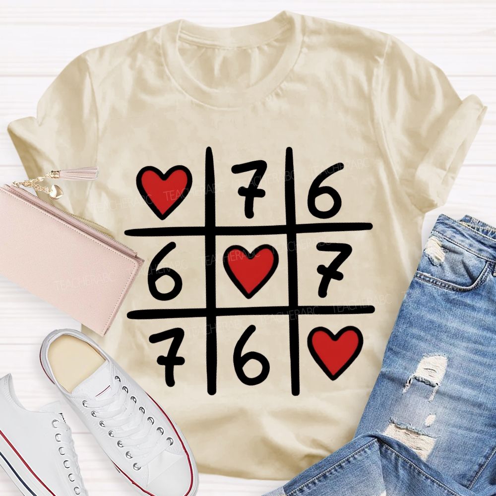 Hearts And The Number Six And Seven Valentine'S Day T-shirt