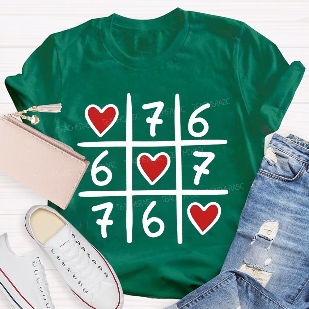 Hearts And The Number Six And Seven Valentine'S Day T-shirt
