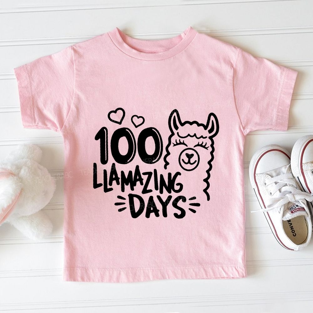 100 Llamazing Days Sheep And Heart Toddler T-shirts
