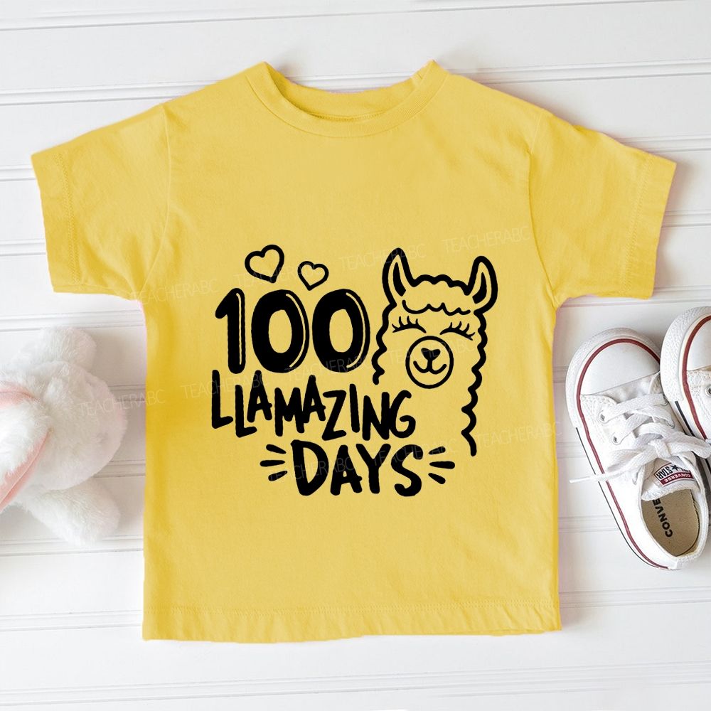 100 Llamazing Days Sheep And Heart Toddler T-shirts