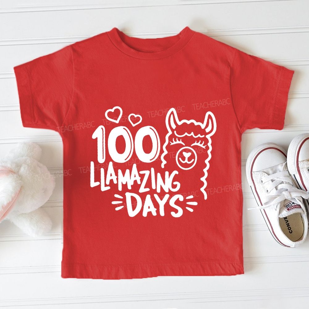 100 Llamazing Days Sheep And Heart Toddler T-shirts