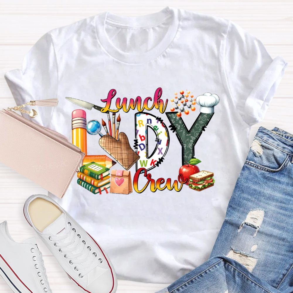 Lunch Lady Crew Pencil Font And Apple T-shirt
