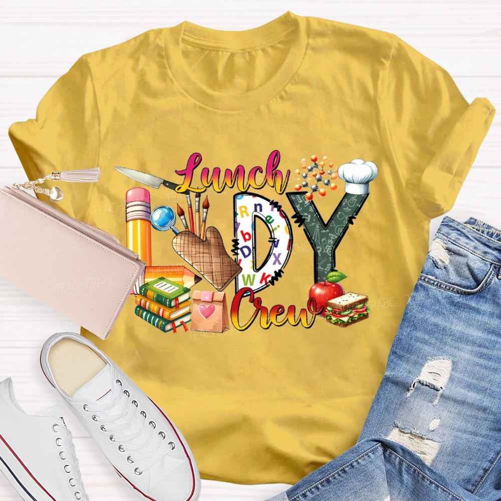 Lunch Lady Crew Pencil Font And Apple T-shirt