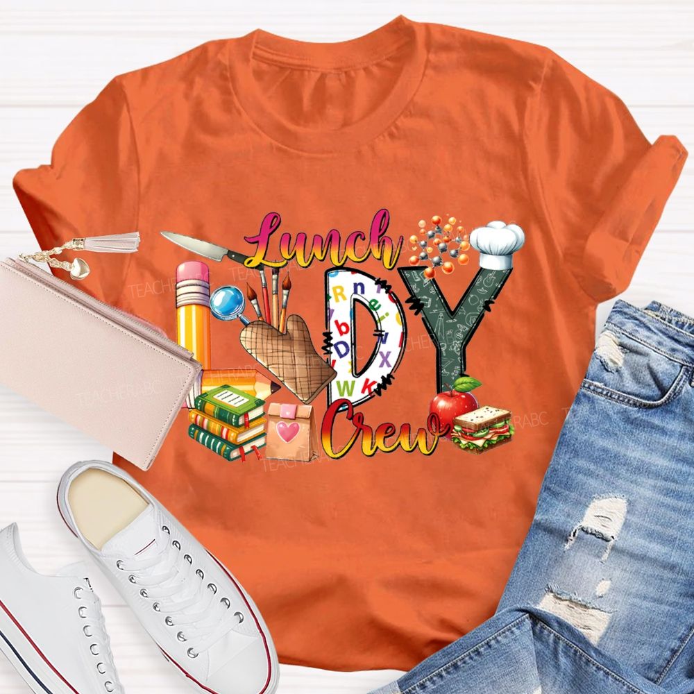 Lunch Lady Crew Pencil Font And Apple T-shirt