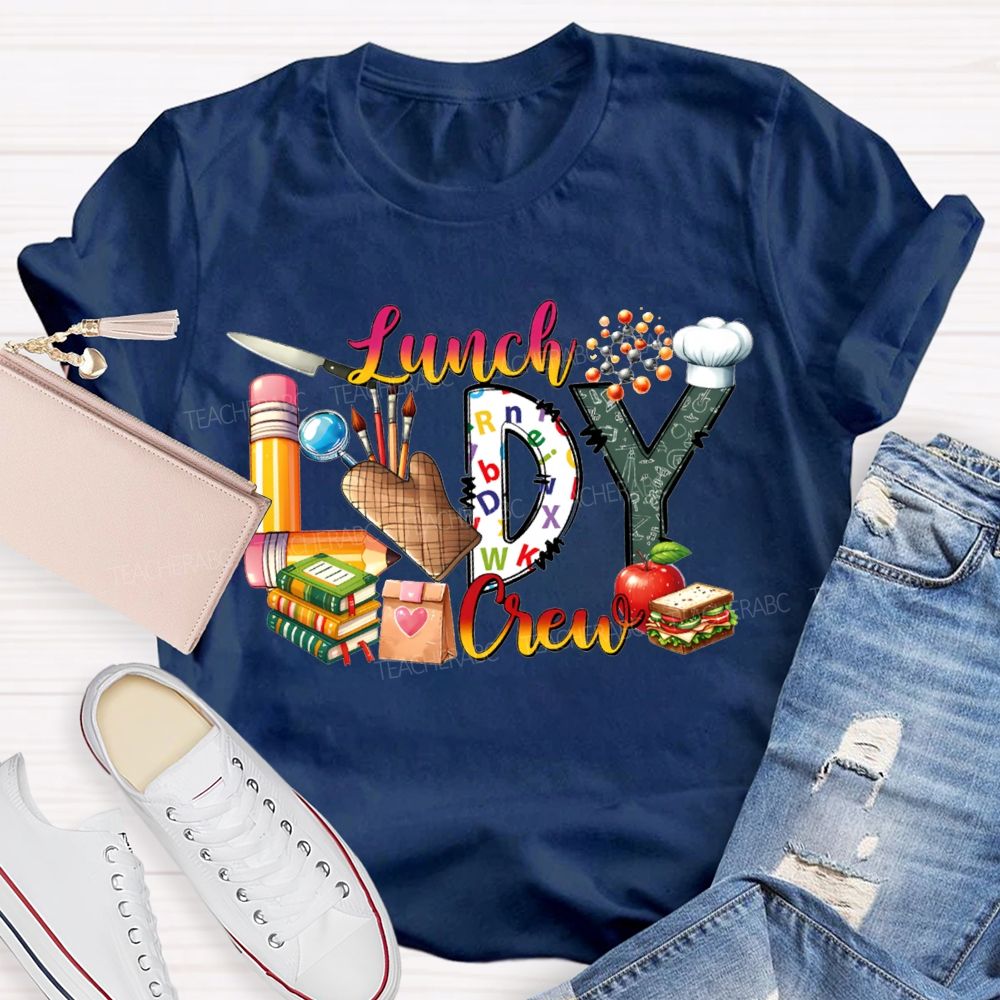 Lunch Lady Crew Pencil Font And Apple T-shirt