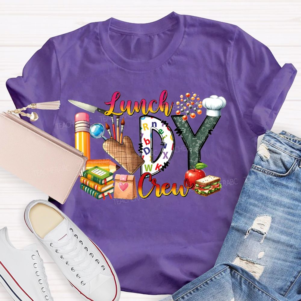 Lunch Lady Crew Pencil Font And Apple T-shirt