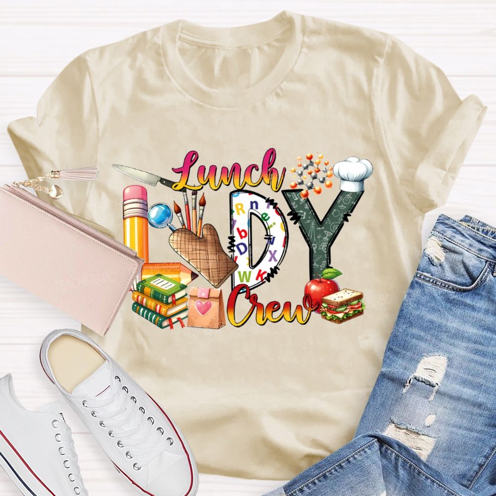 Lunch Lady Crew Pencil Font And Apple T-shirt