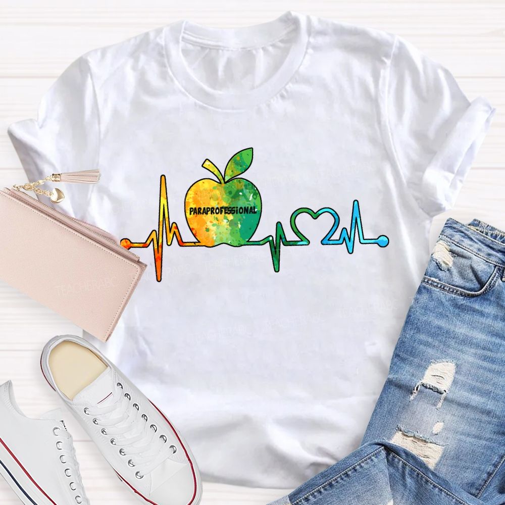 Paraprofessional Colorful Tie-Dye Apple Print T-shirt