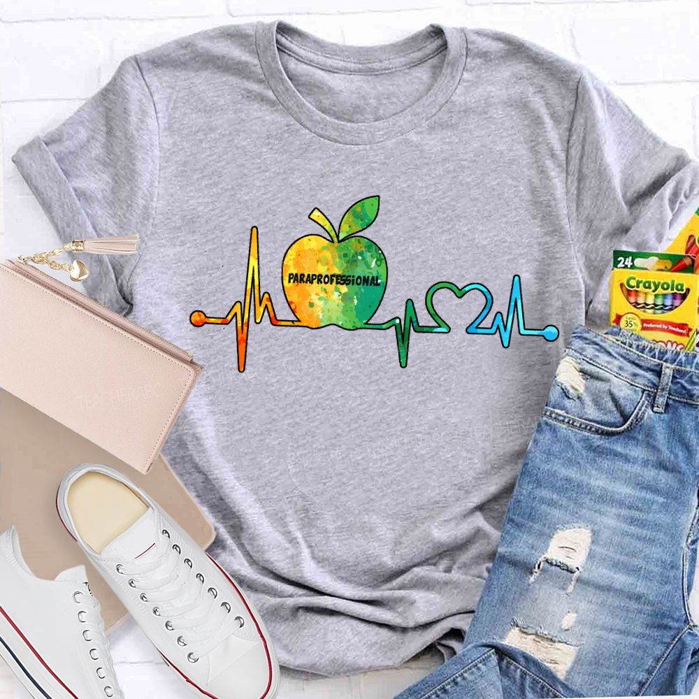 Paraprofessional Colorful Tie-Dye Apple Print T-shirt