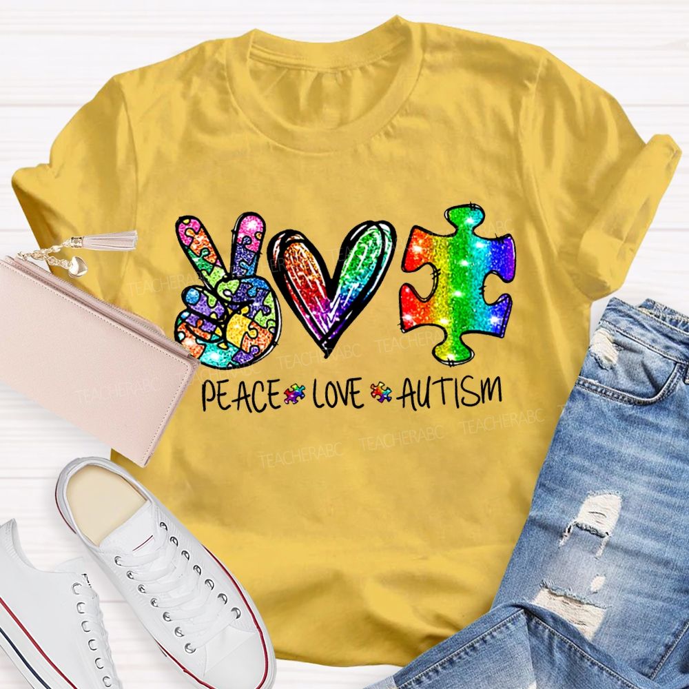 Peace Love Autism Color Printing Special Education T-shirt
