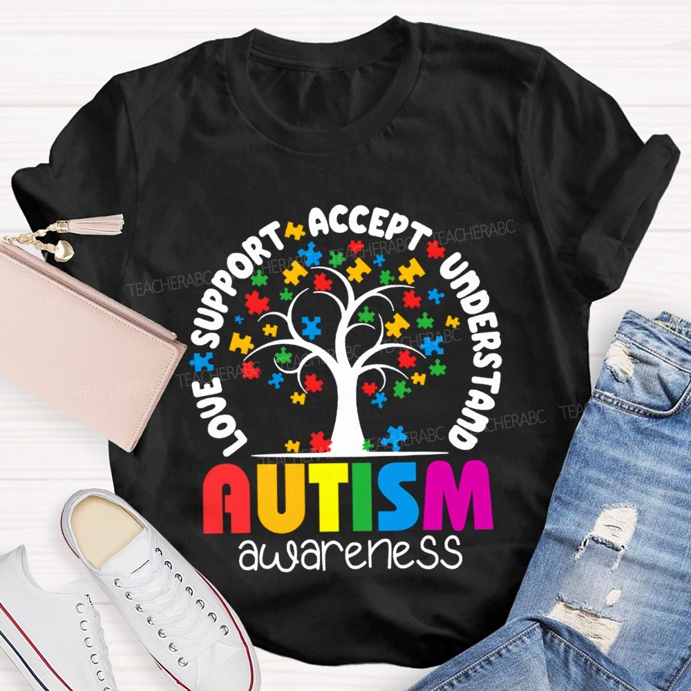 Autism Awareness Love Support Accept Understand T-shirt