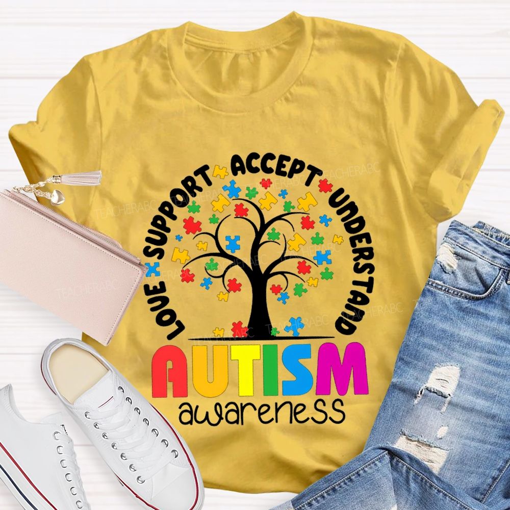 Autism Awareness Love Support Accept Understand T-shirt