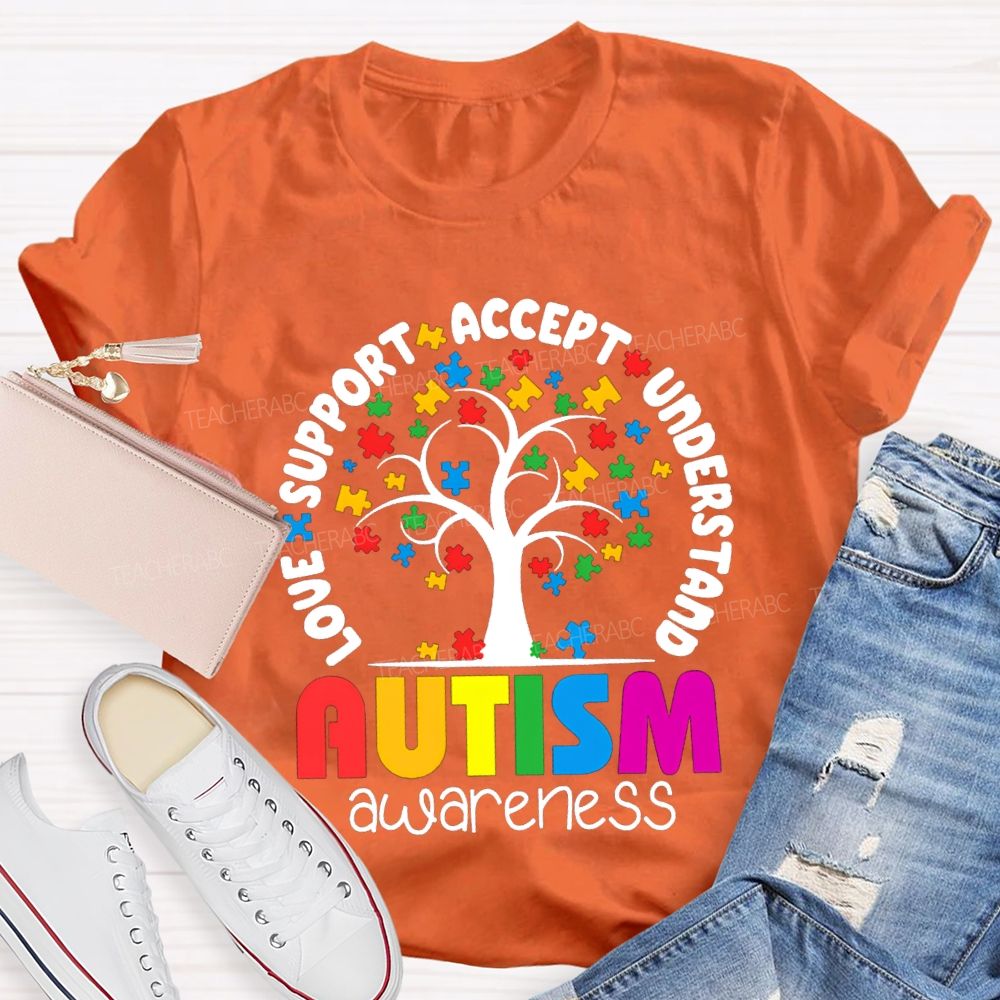 Autism Awareness Love Support Accept Understand T-shirt