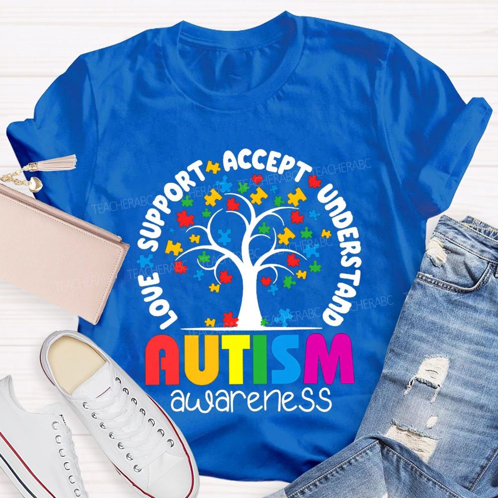 Autism Awareness Love Support Accept Understand T-shirt
