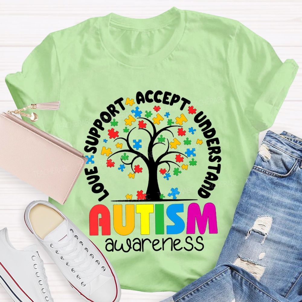 Autism Awareness Love Support Accept Understand T-shirt