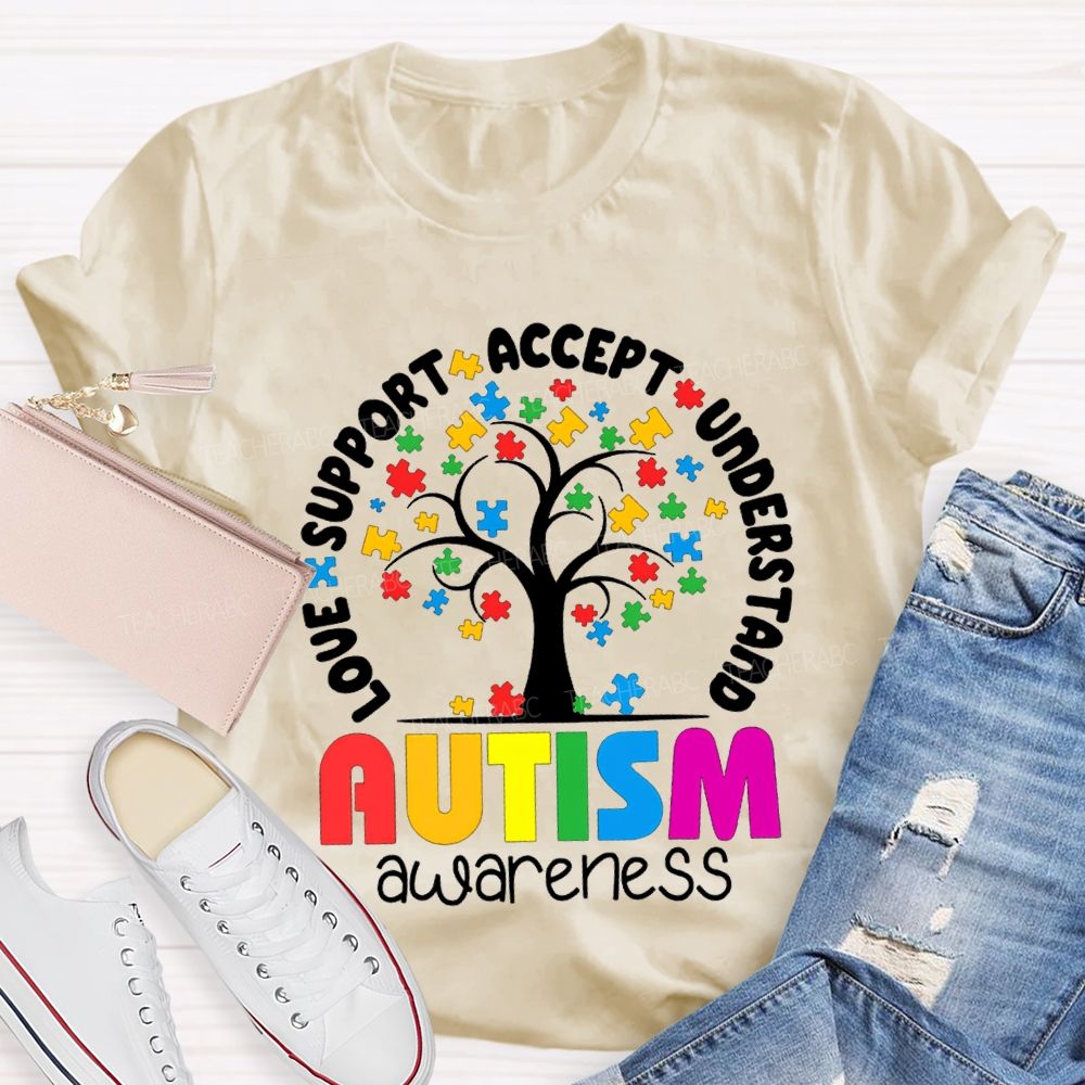 Autism Awareness Love Support Accept Understand T-shirt