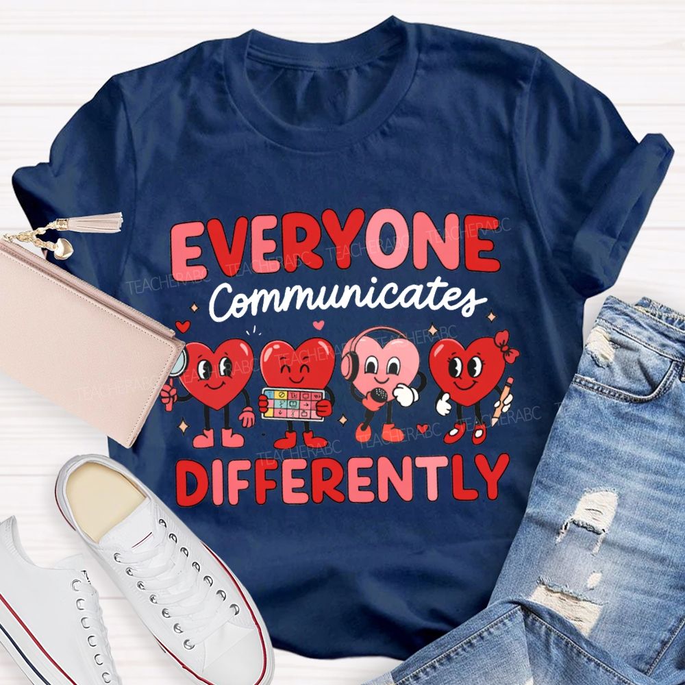 Everyone Communicates Differently Little Peach Heart T-shirt