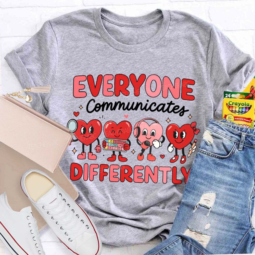 Everyone Communicates Differently Little Peach Heart T-shirt