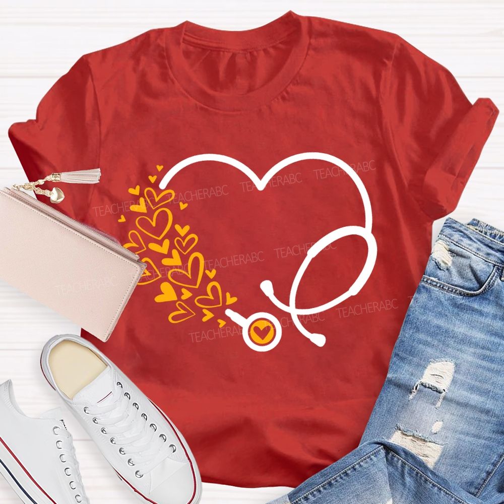 School Nurse Hearts And Stethoscopes T-shirt
