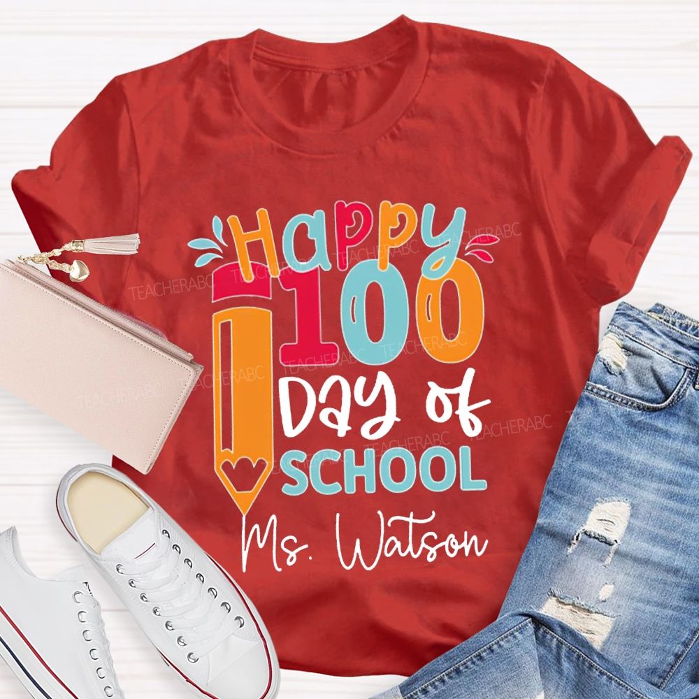 Personalized Name Happy 100 Days Of School T-shirt