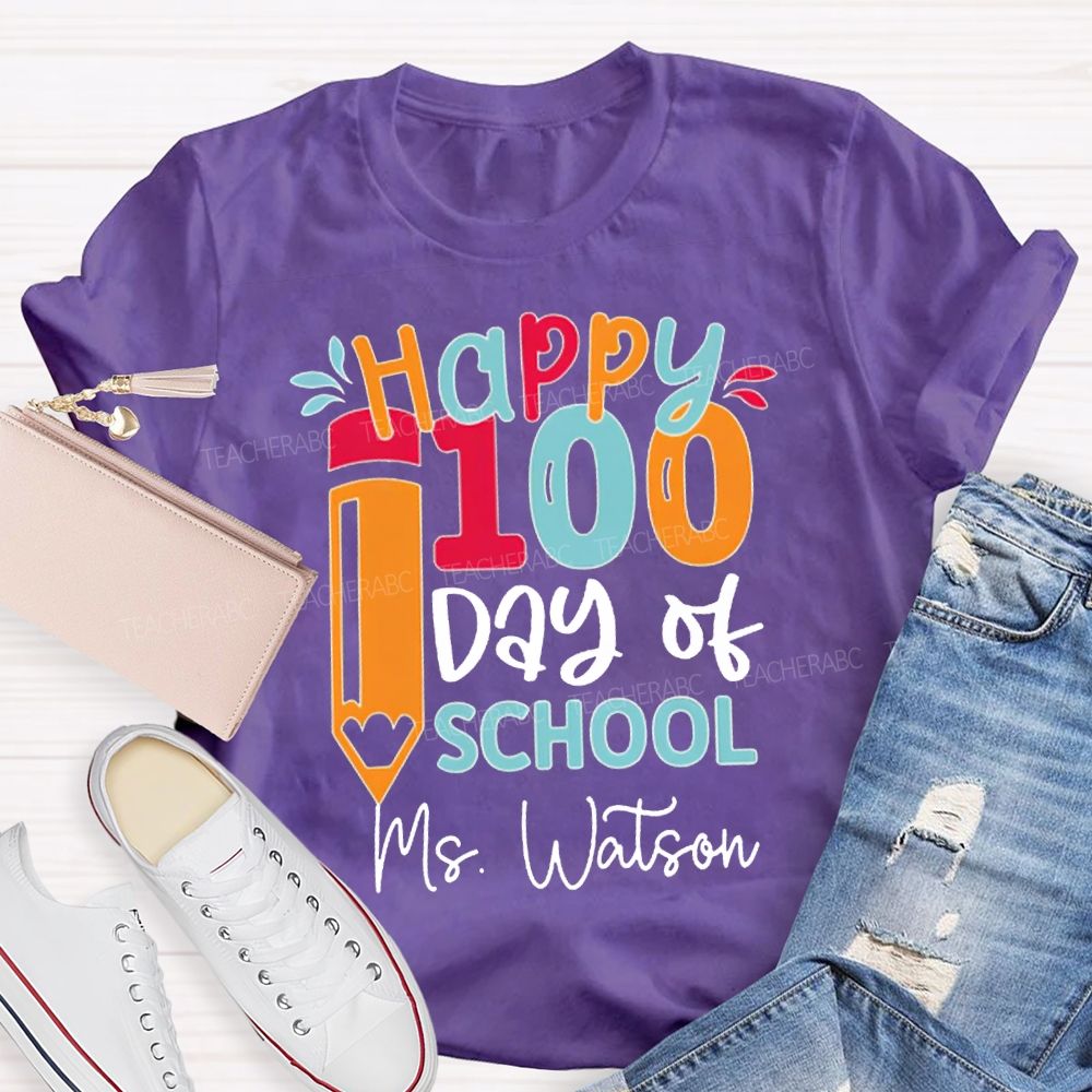 Personalized Name Happy 100 Days Of School T-shirt