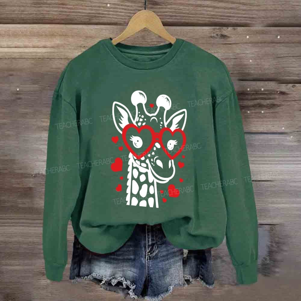 Valentine's Day Love Giraffe Teacher Sweatshirt