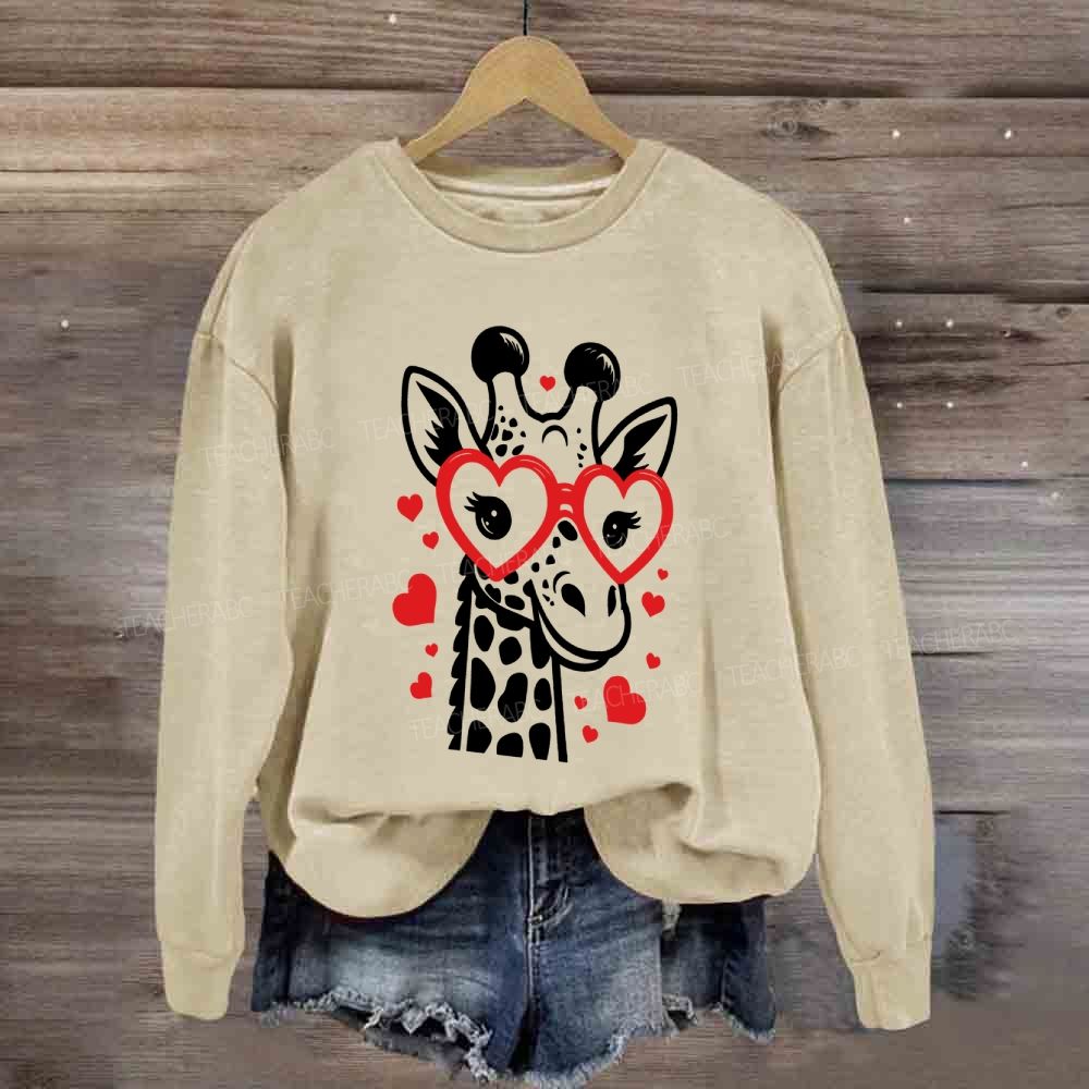 Valentine's Day Love Giraffe Teacher Sweatshirt