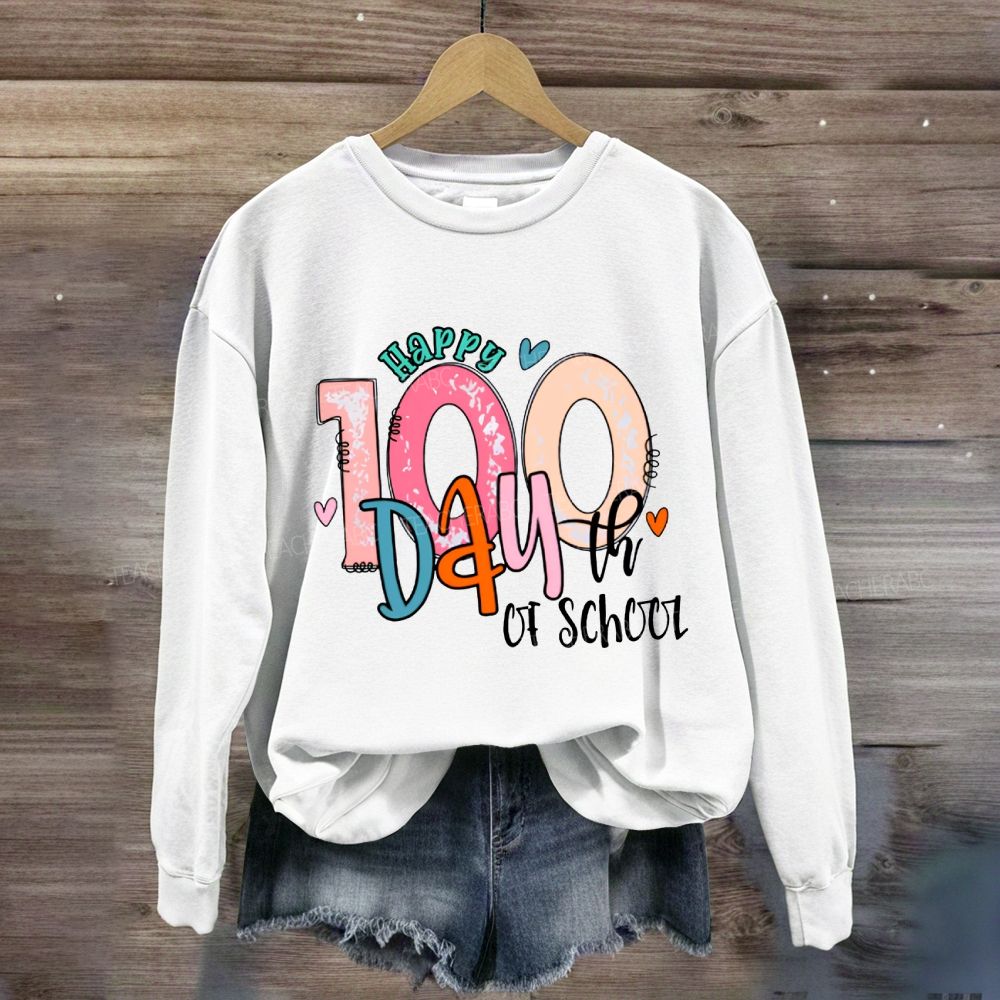 Happy 100th Day Of School Colored Fonts Sweatshirt