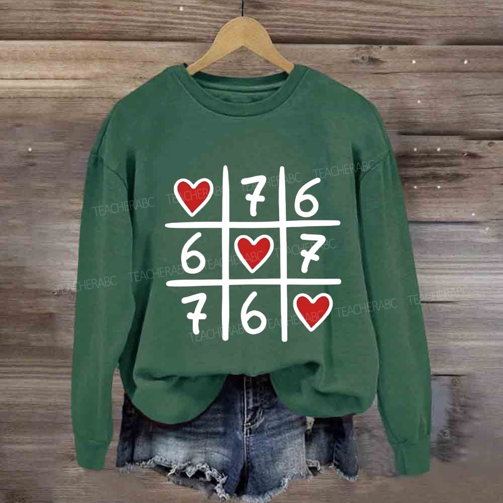 Hearts And The Number Six And Seven Sweatshirt