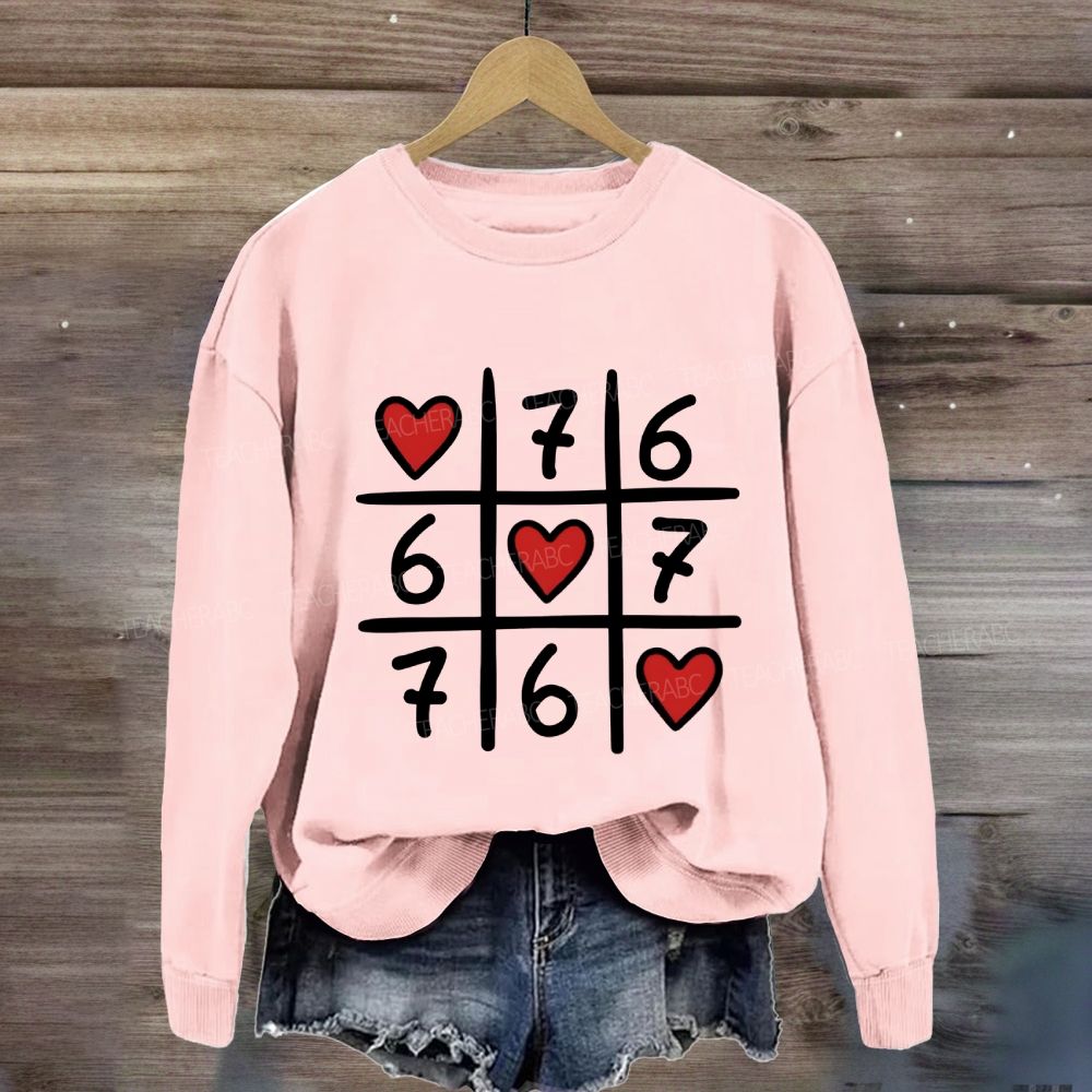 Hearts And The Number Six And Seven Sweatshirt