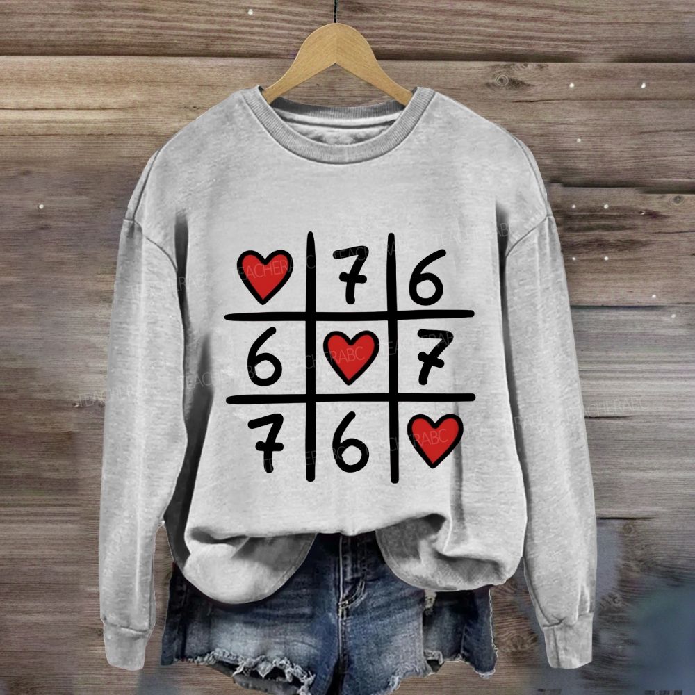 Hearts And The Number Six And Seven Sweatshirt