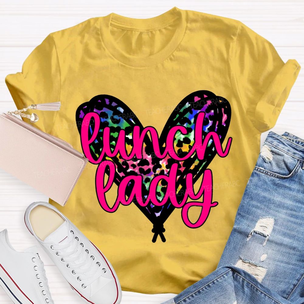 Lunch Lady Colorful Polka Dot Heart Print T-shirt