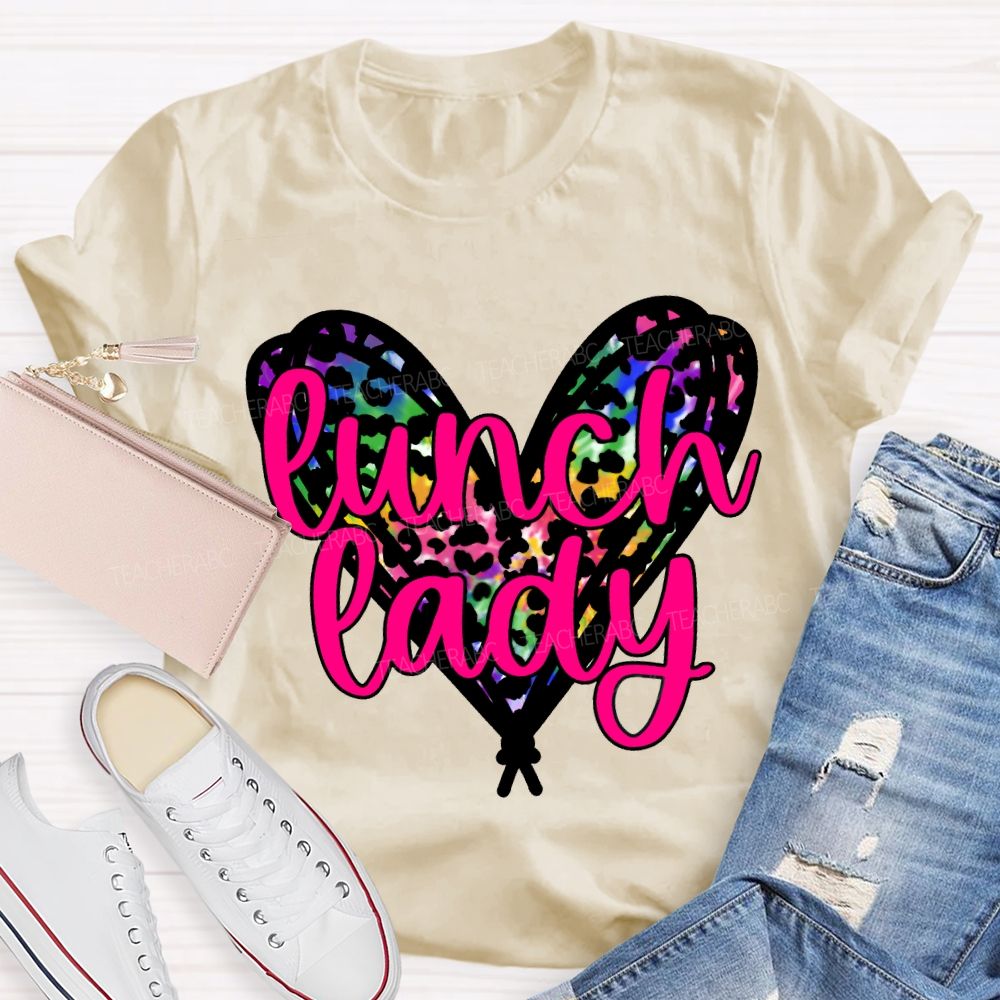 Lunch Lady Colorful Polka Dot Heart Print T-shirt