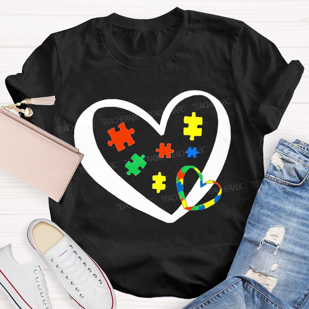 Autism Awareness Heart-Shaped Special Education T-shirt