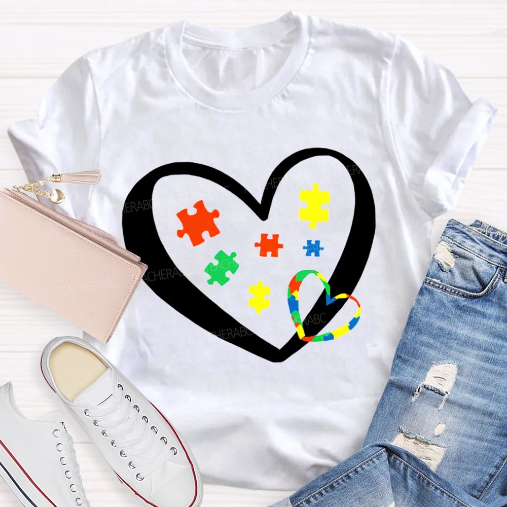 Autism Awareness Heart-Shaped Special Education T-shirt
