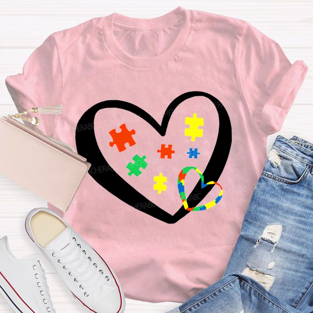 Autism Awareness Heart-Shaped Special Education T-shirt