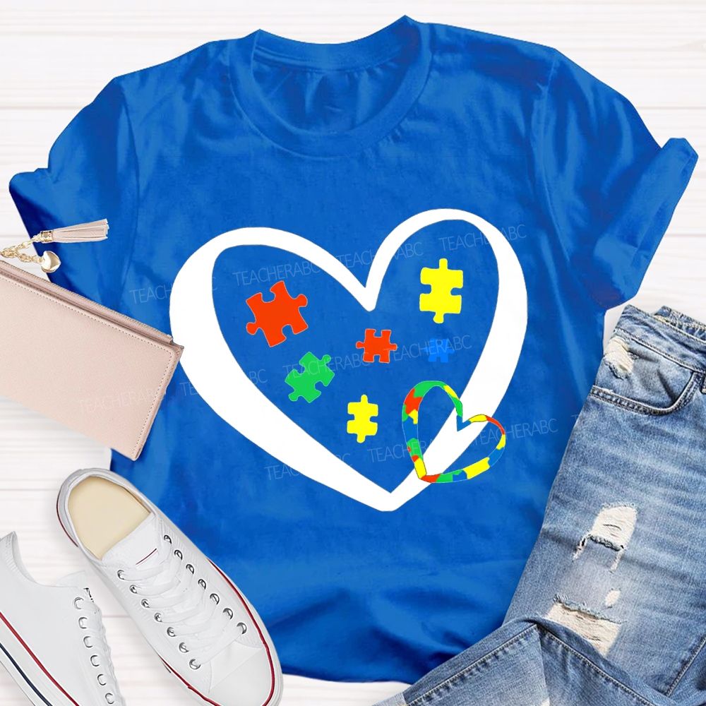 Autism Awareness Heart-Shaped Special Education T-shirt