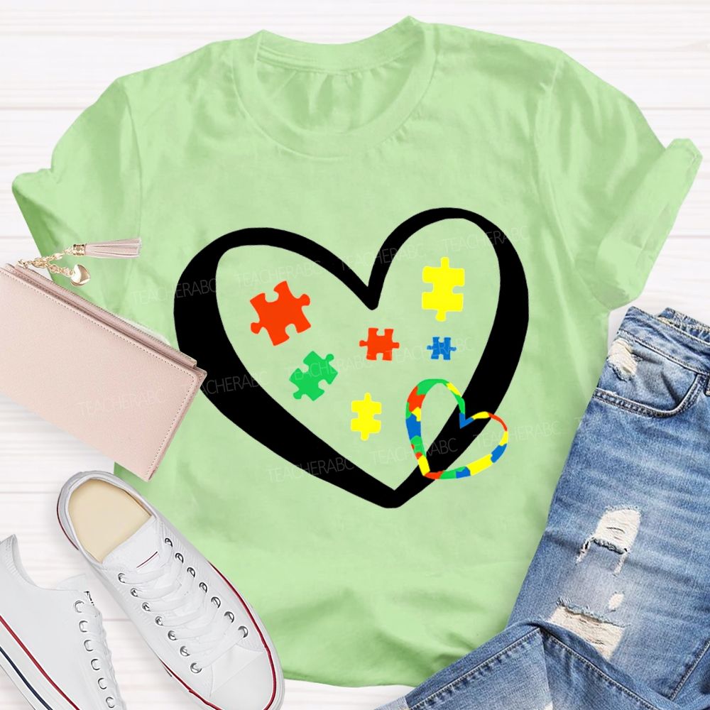 Autism Awareness Heart-Shaped Special Education T-shirt