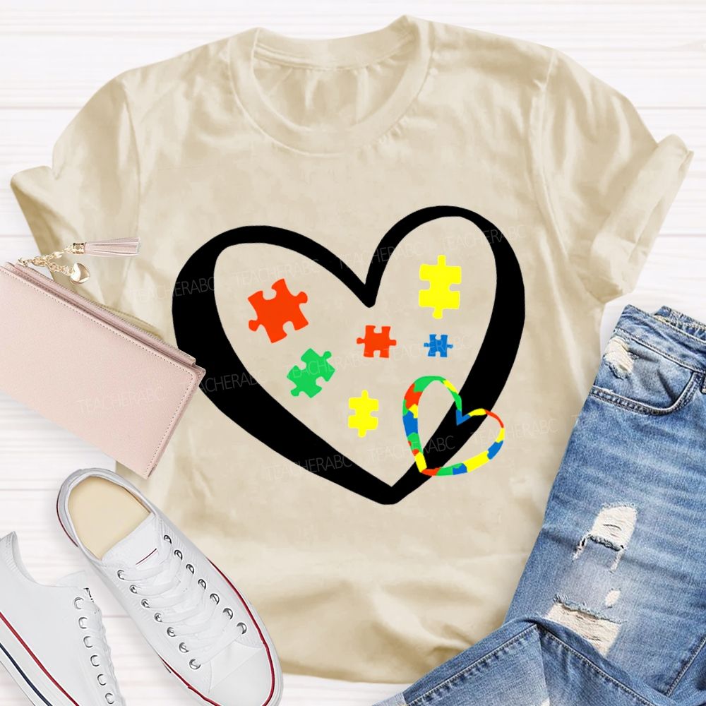 Autism Awareness Heart-Shaped Special Education T-shirt