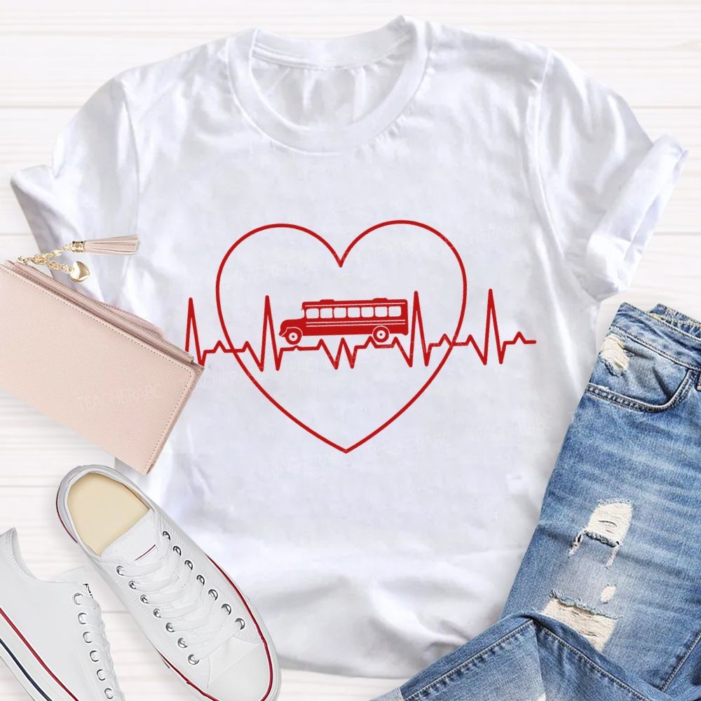 School Bus Driver And Hearts T-shirt